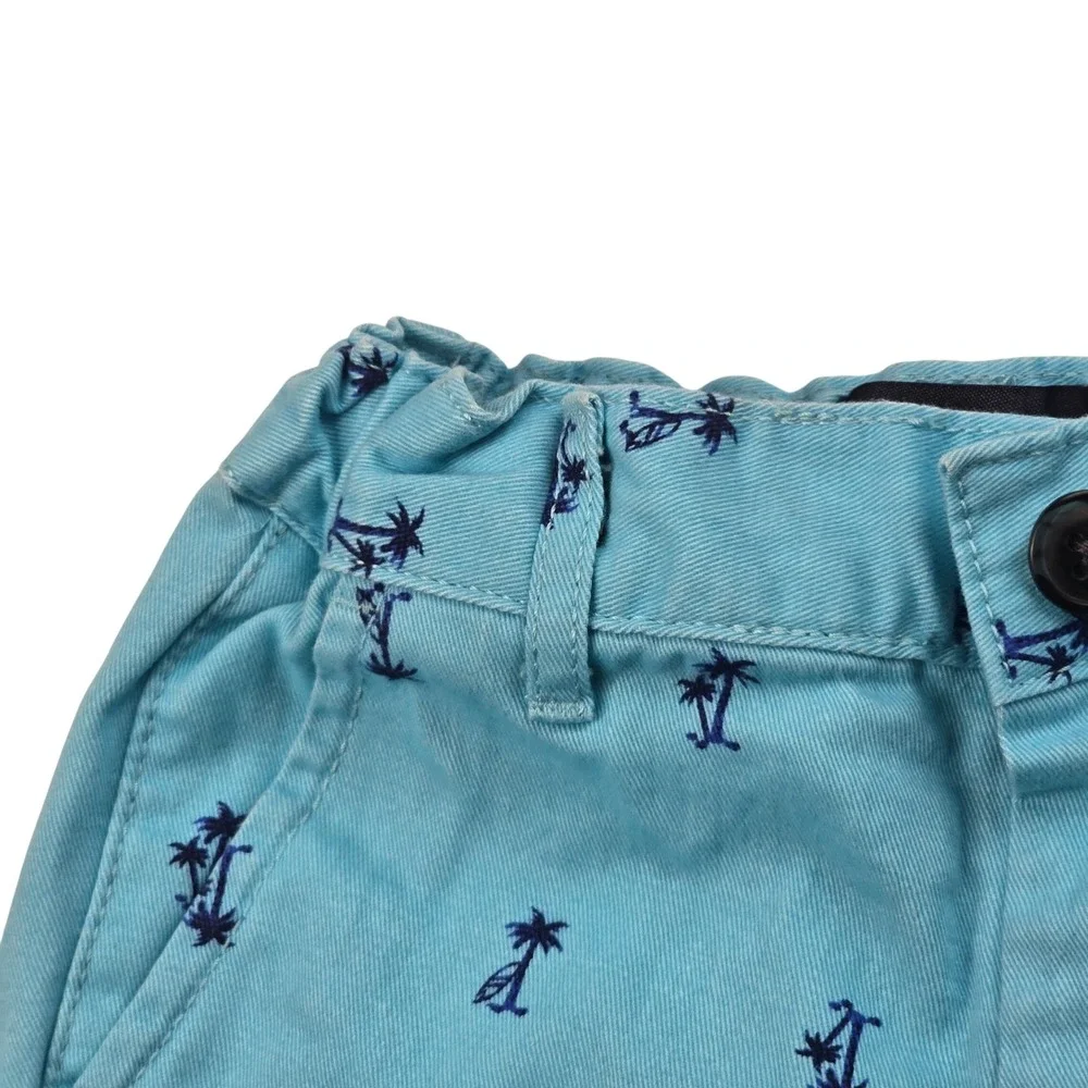 Boys‎ Light Blue Palm Tree Sailboat Embroidered Summer Chino Shorts